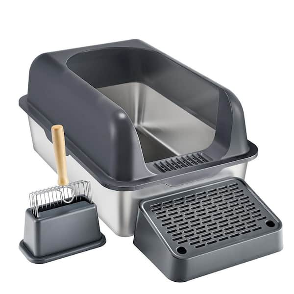 Stainless Steel Cat Litter Box with Lid XL Extra Large Enclosed Cat Litter Box for Big Cats High Sides Metal Litter Box
