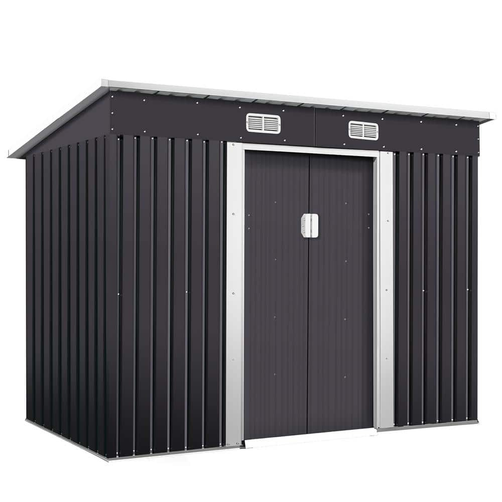 JAXPETY 7.5 Ft. W X 4.5 Ft. D Outdoor Storage Metal Shed Garden Tool ...