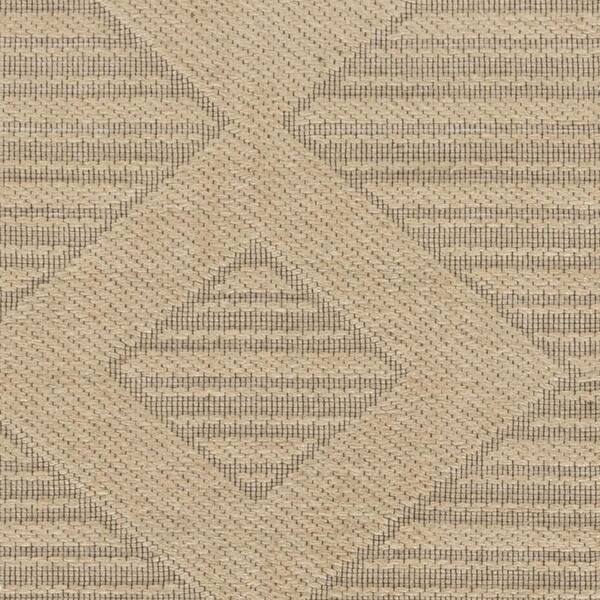2' X 4' Natural And Beige Geometric Flatweave Non Skid Area Rug With Fringe
