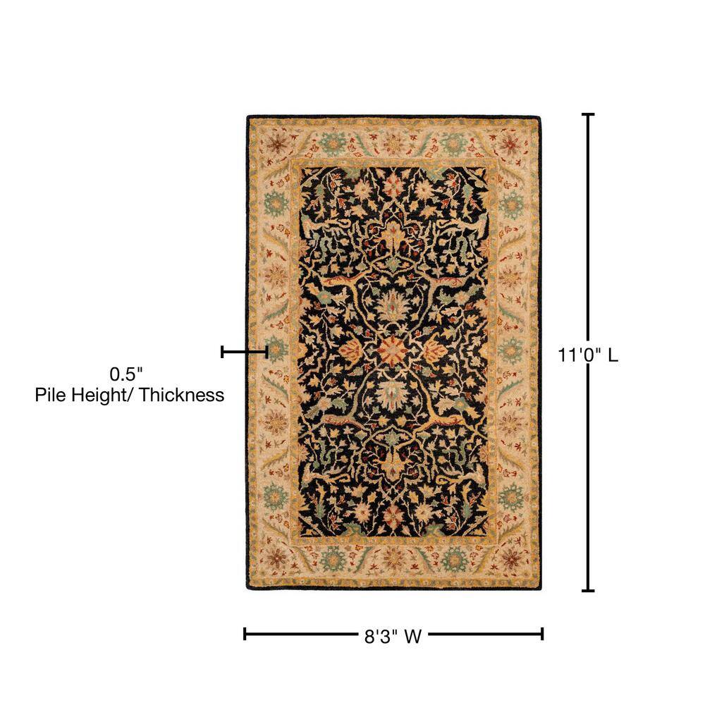 Handmade Black Floral Wool Tufted Area Rug