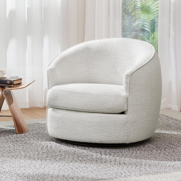 SPRUCE & SPRING Fenella Cream Fabric Swivel Arm Chair Modern Comfy ...