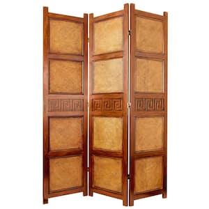 6 ft. Brown 3-Panel Peiking Room Divider