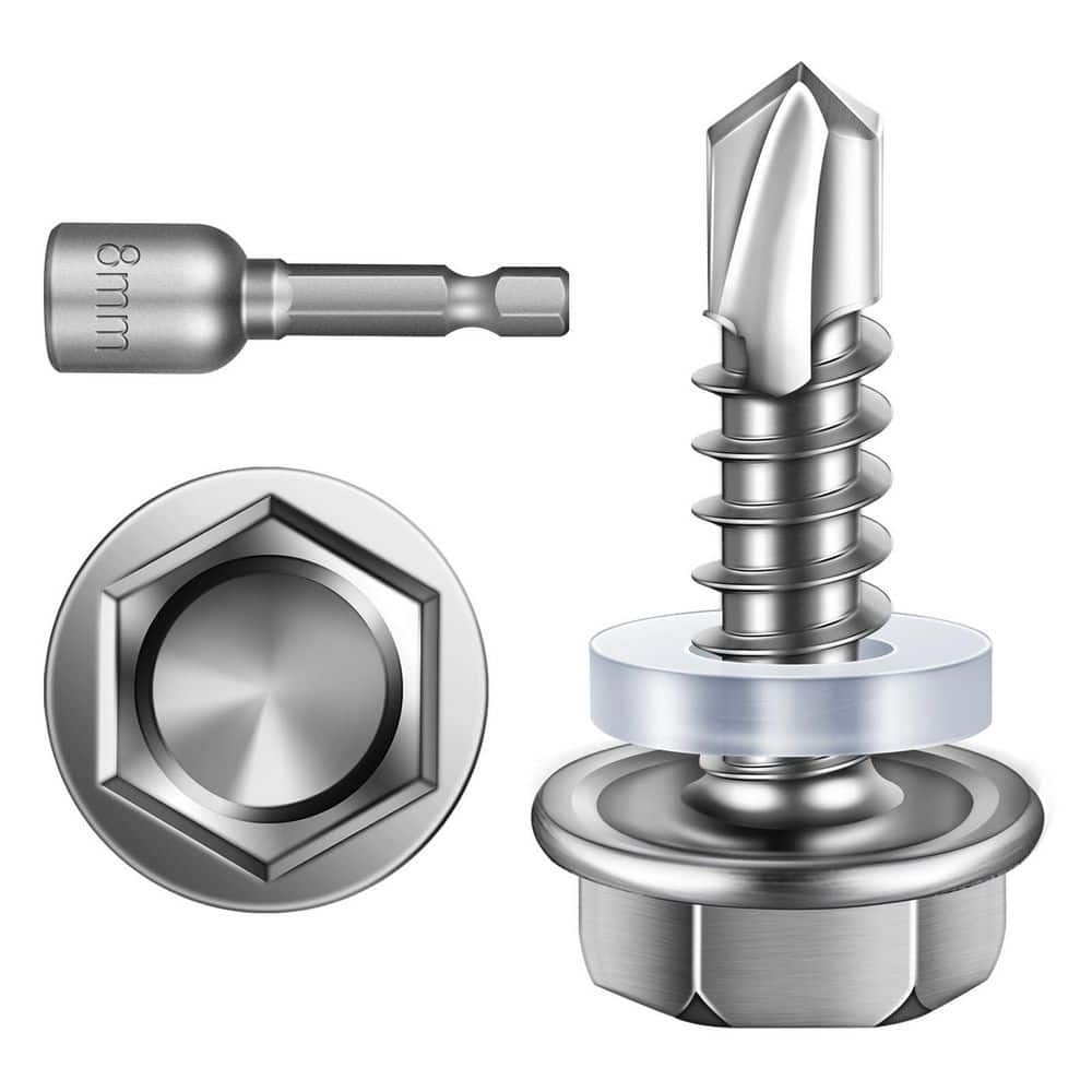 "#10 x 3/4 in. Stainless Steel Hex Washer Head Self Drilling Sheet Metal Screws (650-Pack)" price history on PriceWatchPro