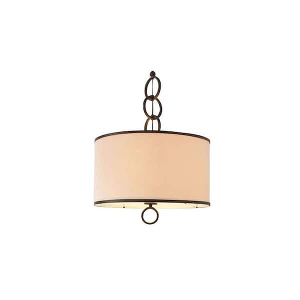 Hampton Bay Stacked Ring 3-Light Bronze Drum Pendant
