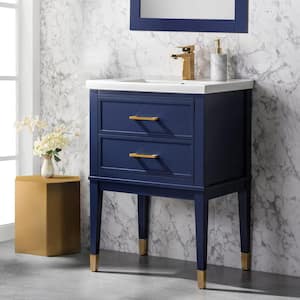 Clara 24 in. W x 18.5 in. D Bath Vanity in Blue with Porcelain Vanity Top in White with White Basin