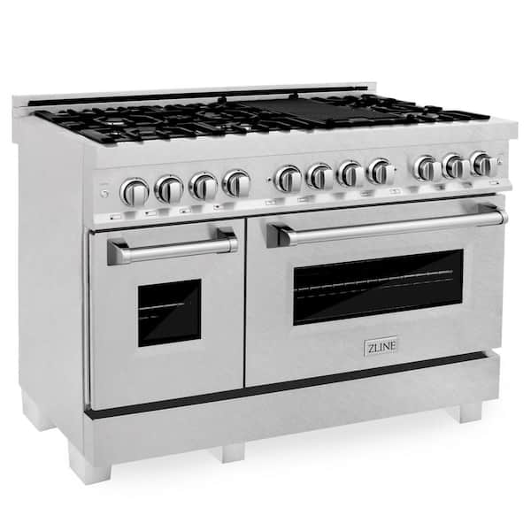 ZLINE Kitchen and Bath 48 in. 7 Burner Double Oven Dual Fuel Range in Fingerprint Resistant Stainless Steel