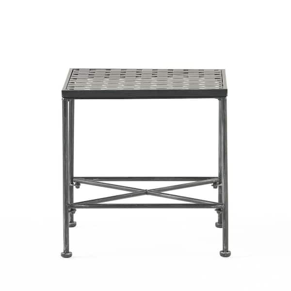 Petra Black Square Metal Outdoor Patio Side Table