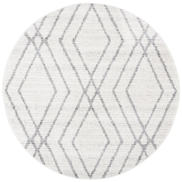 SAFAVIEH Adirondack Ivory/Gray 6 ft. x 6 ft. Chevron Diamond Round Area Rug