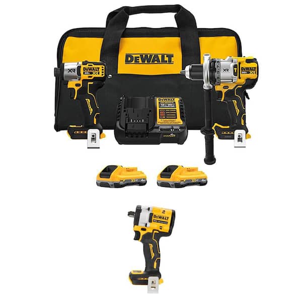 20-Volt MAX Lithium-Ion Cordless 2-Tool Combo Kit & Brushless 1/2 in. Impact Wrench w/ (2) 4 Ah Batteries, Charger & Bag