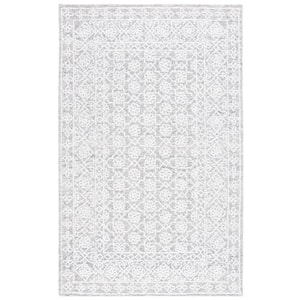 Ebony Ivory/Gray Doormat 3 ft. x 5 ft. Floral Area Rug