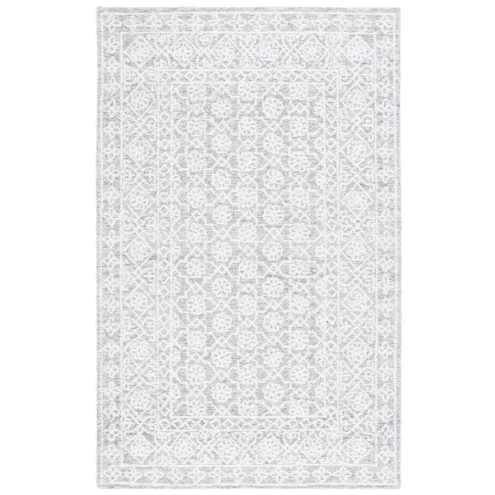 Gray Handmade Tufted Wool and Synthetic 8' x 10' Area Rug