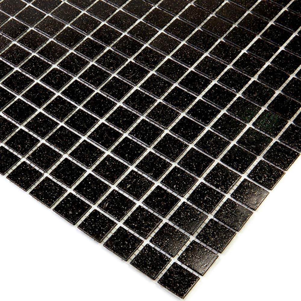 Dune 12 in. x 12 in. Glossy Dark Brown Glass Mosaic Tile