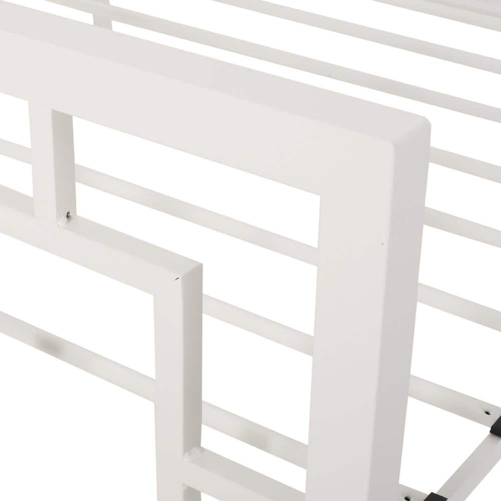 Noble House Krystin Modern King-Size Iron Bed Frame, White