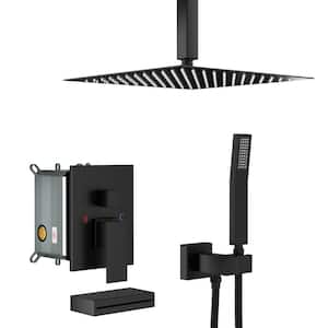 Single Handle 3-Spray Tub and Shower Faucet with 12 in. Shower Head, 1.8 GPM in Matte Black Valve Included