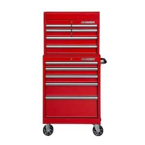 27 in. 11-Drawer Gloss Red Tool Chest and Cabinet Combo
