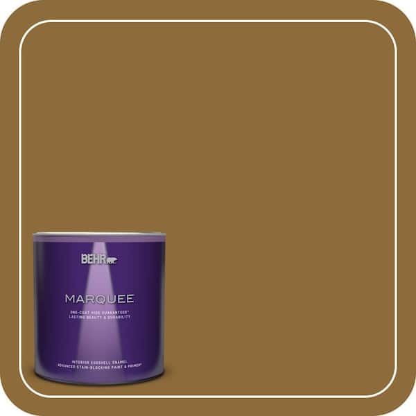 BEHR MARQUEE 1 qt. #310F-7 Carmel Woods Eggshell Enamel Interior Paint & Primer