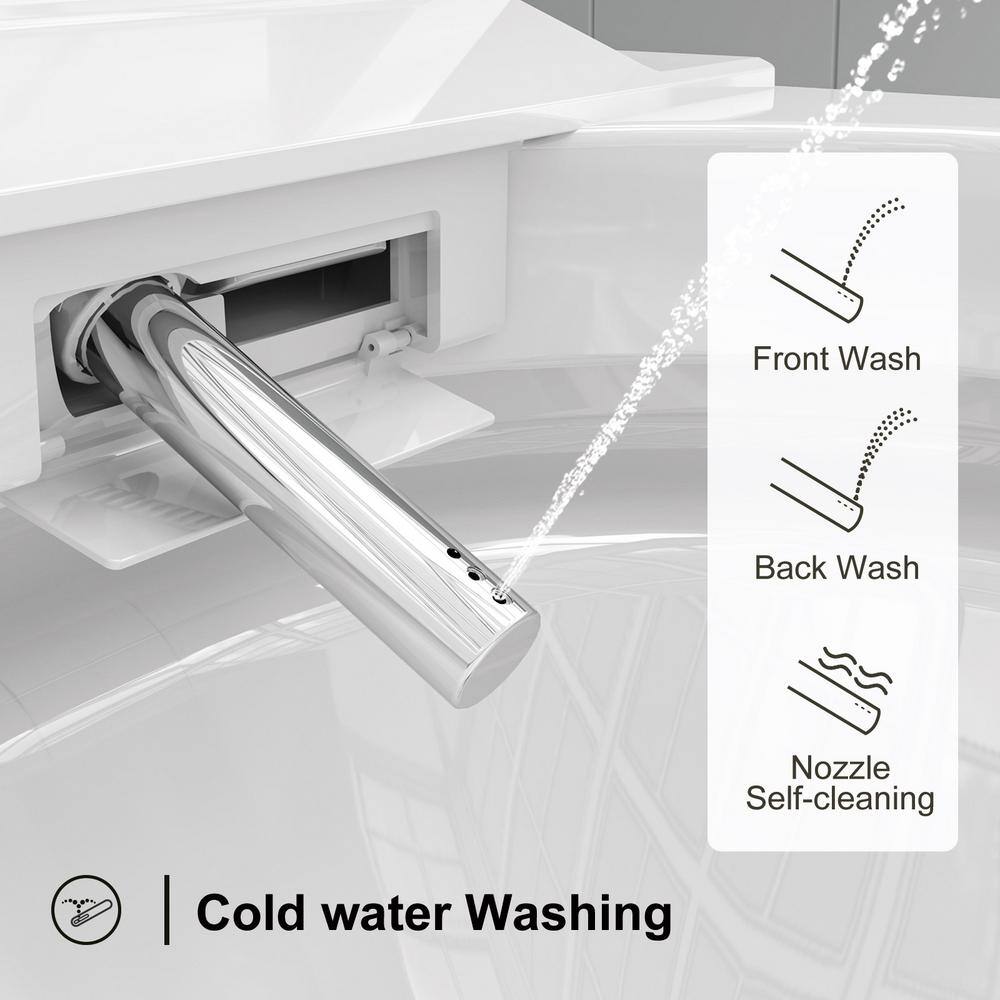 Elongated White Ceramic Smart Bidet Toilet with Dual Flush