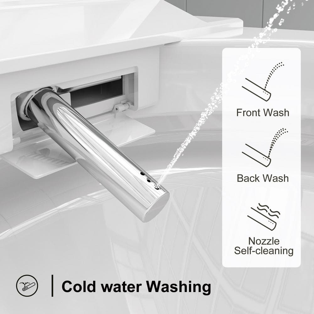 Elongated White Ceramic Smart Bidet Toilet with Dual Flush