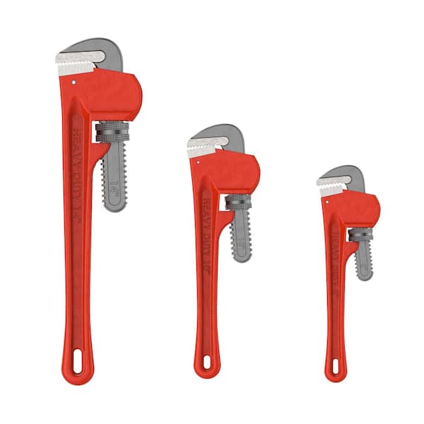 Stalwart 3-Piece Heavy Duty Pipe Wrench Set with Storage Pouch