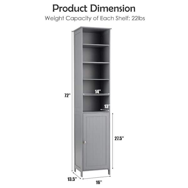 Magic Home Tall Bathroom Freestanding Storage Cabinet with Adjustable Shelf,  Drawer and Acrylic Doors,Grey CS-WF283639AAL - The Home Depot