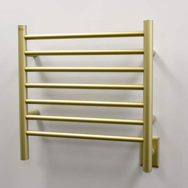 Amba Radiant Small 7-Bar Plug-in with Hardwired Kit Electric Towel Warmer in Satin Brass