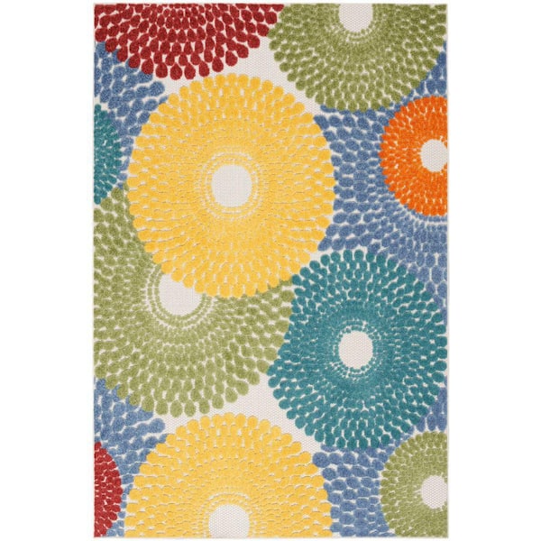 Aloha Multicolor 6 ft. x 9 ft. Medallion Contemporary Indoor Outdoor Patio Area Rug