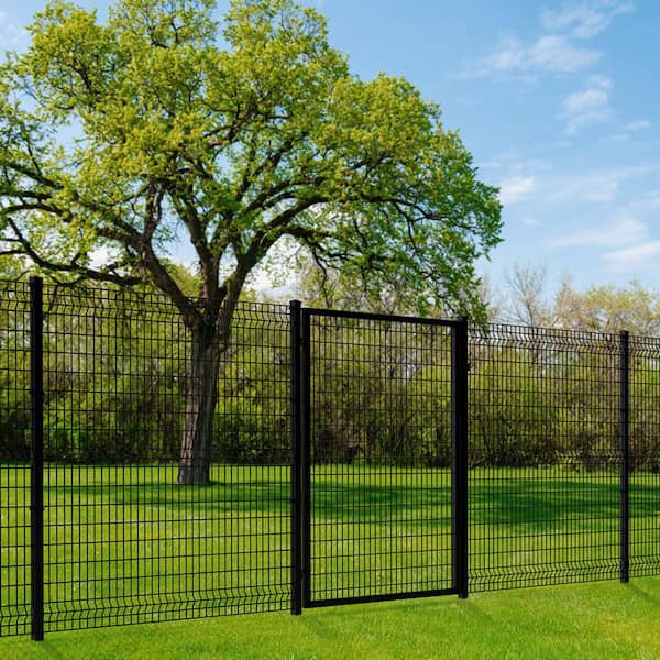 FORGERIGHT 98 in. H Deco Grid Black Steel Post with Cap, and Clips