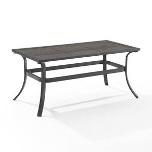 Dahlia Matte Black Rectangle Metal and Wicker Outdoor Coffee Table