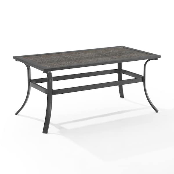 CROSLEY FURNITURE Dahlia Matte Black Rectangle Metal and Wicker Outdoor Coffee Table