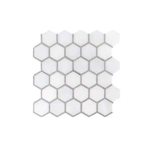 Echo Hex White 10.375 in. x 10.875 in. Honeycomb Polished Marble Wall and Floor Mosaic Tile (7.83 sq. ft./Case)
