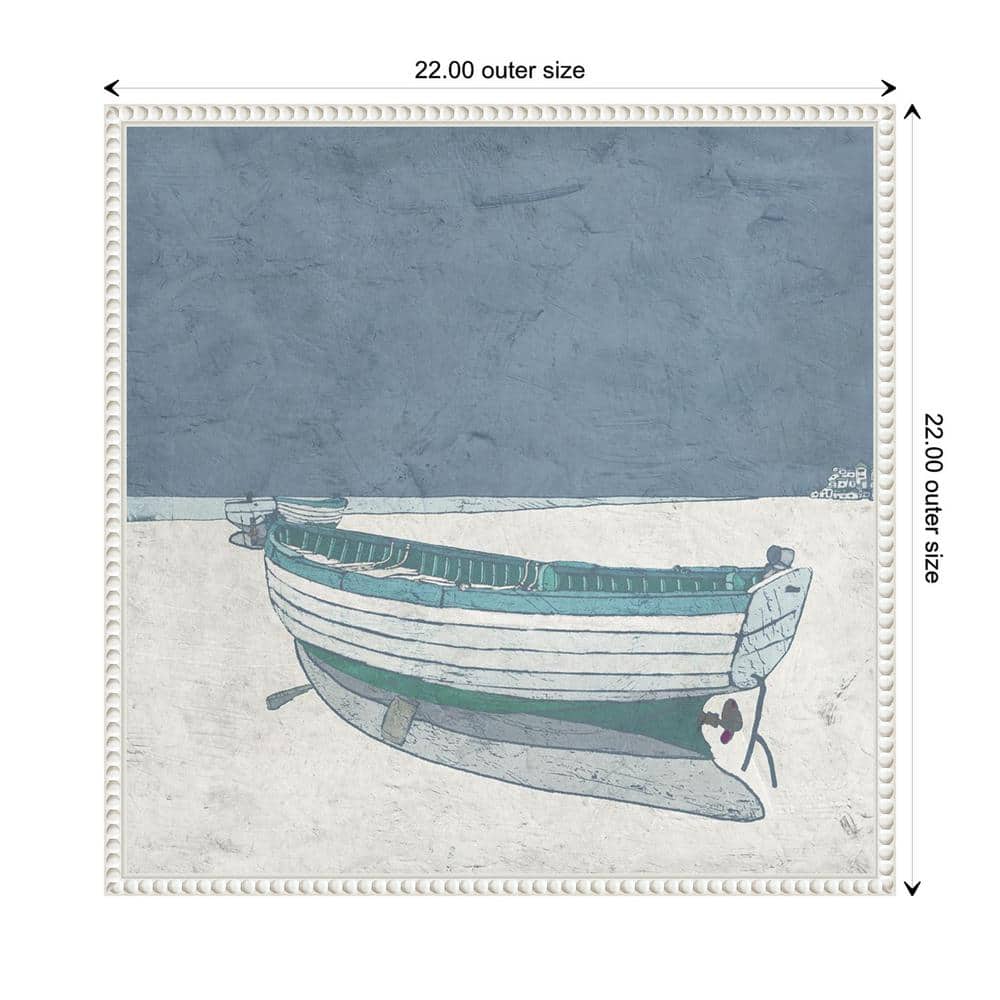 Serene Coastal Rowboat Framed Canvas Wall Art 22 x 22