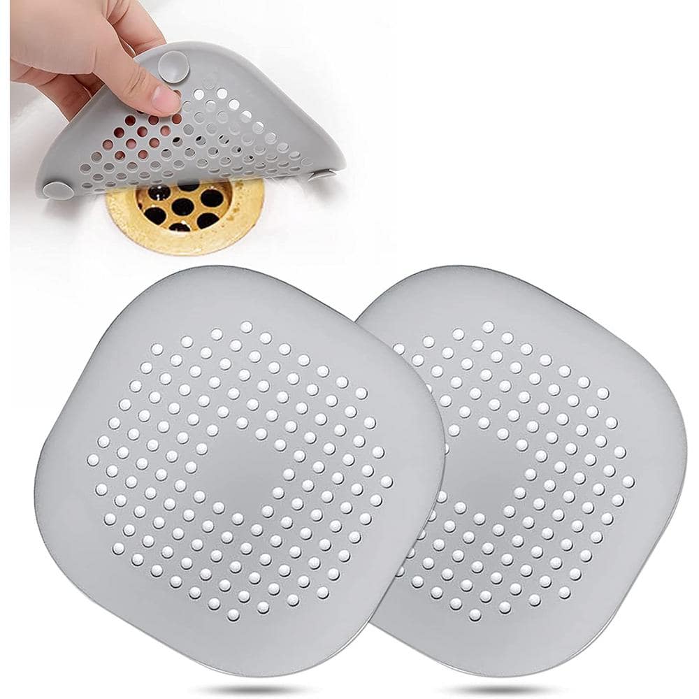 Square drain cover for shower, silicone hair plug with suction cup, suitabl