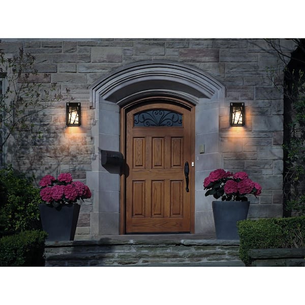 11.5 in. Black Outdoor Hardwired Wall Sconce with No Bulbs Included