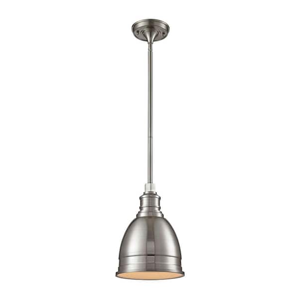 Home Decorators Collection 1-Light Die-Cast Aluminum Hardware Brushed Nickel Restoration Pendant with Metal Shade
