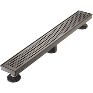 32 in. Linear Stainless Steel Shower Drain with Square Hole Pattern in Venetian Bronze