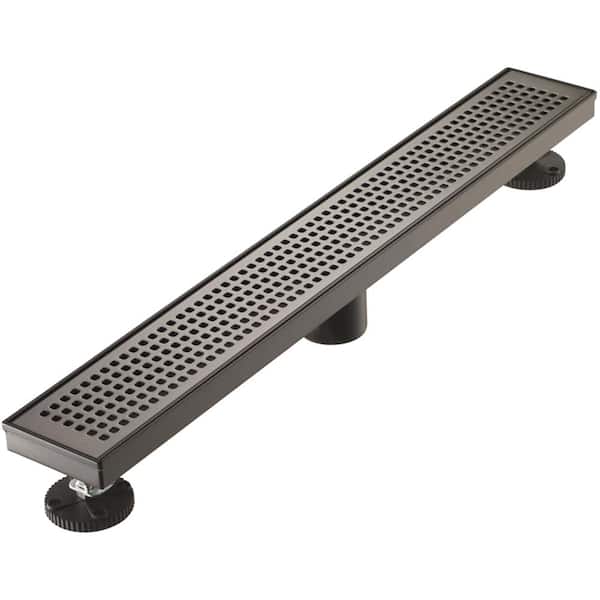 Elegante Drain Collection 32 in. Linear Stainless Steel Shower Drain with Square Hole Pattern in Venetian Bronze