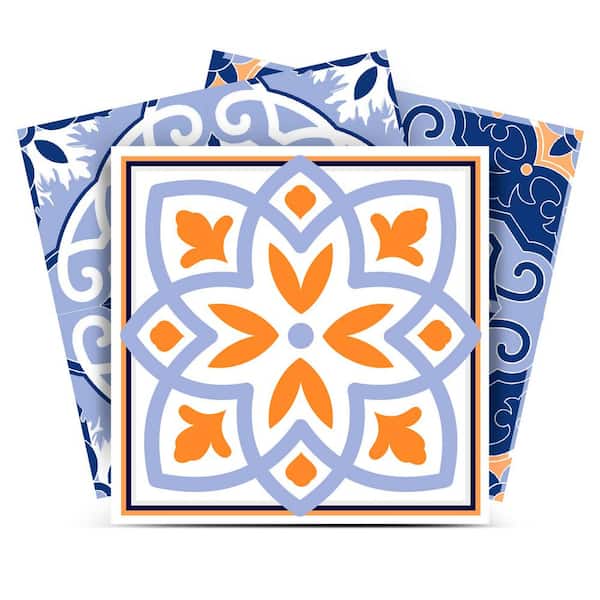 MI ALMA White, Blue, Orange SB42 12 in. x 12 in. Vinyl Peel and Stick Tile (24 Tiles, 24 sq. ft./Pack)
