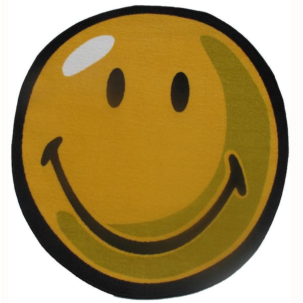 LA Rug Smiley Yellow 3 ft. Round Area Rug