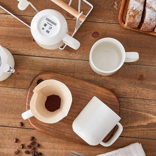 vancasso 12 oz. Ivory White Porcelain Mugs (Set of 4) Coffee Mug Set Coffee  Cup Tea Cups Service for 4 People VC-WT-4XBZ-FC