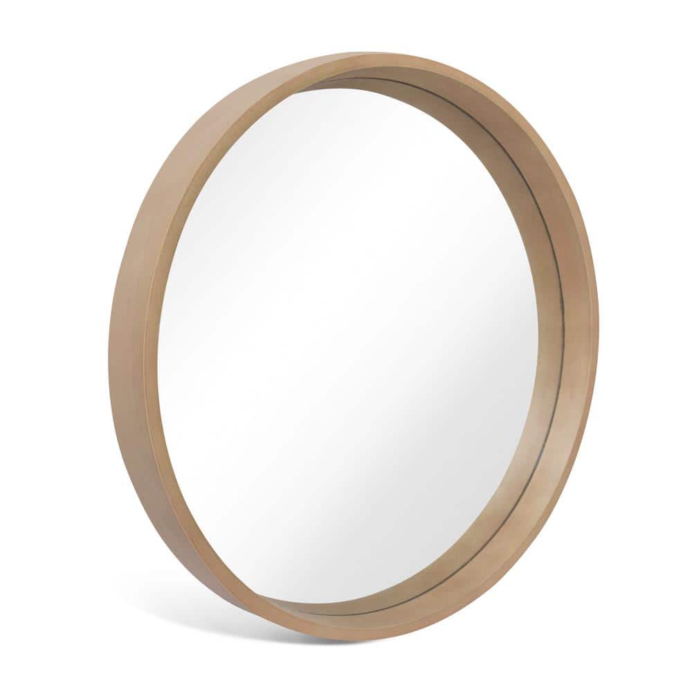 Natural Pine Wood Round Wall Mirror