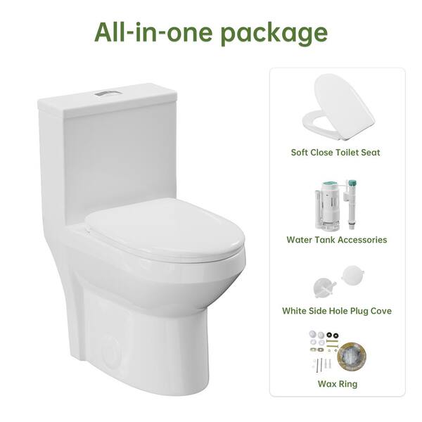 Simple Project One-Piece 0.8/1.28 GPF Dual Flush, Elongated Toilet, in  Gloss White, Seat Included HD-US-OT-2-03 - The Home Depot