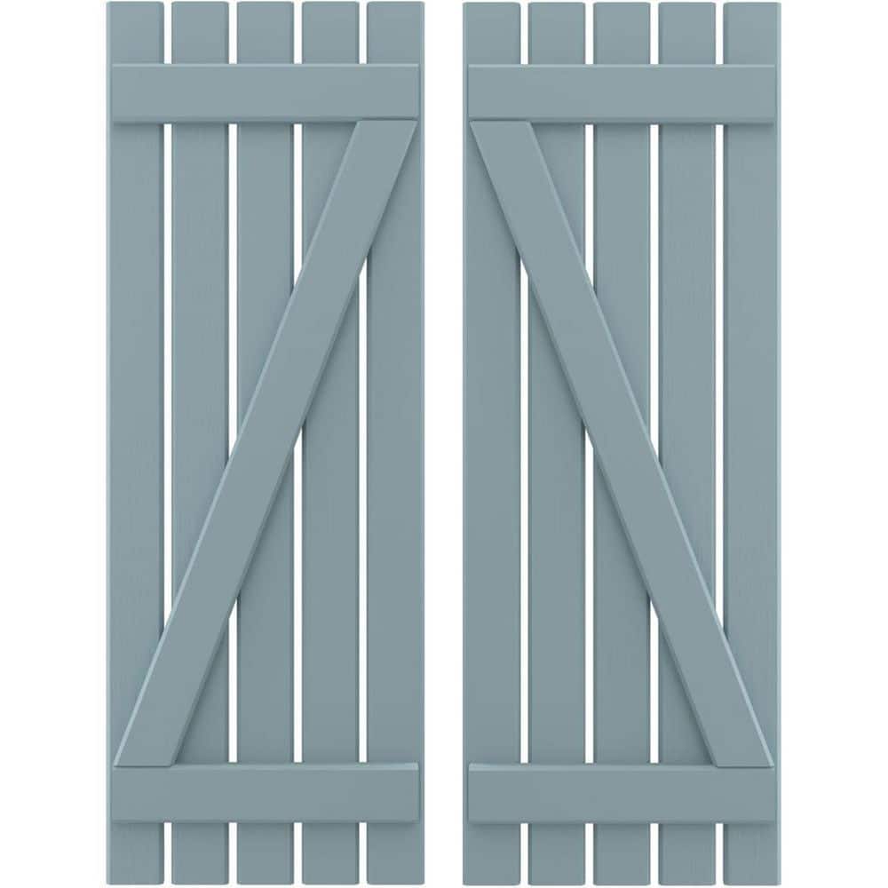 19-1/2 in. W x 47 in. H Americraft 5-Board Exterior Real Wood Spaced Board and Batten Shutters w/Z-Bar in Peaceful Blue price history on PriceWatchPro