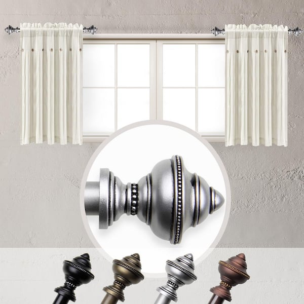 EMOH Mauricio 5/8 inch Side Curtain Rod 12-20 inch long (Set of 2) - Satin Nickel