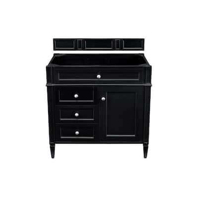 Brittany 36 in. W x 32 in. H Single Vanity Cabinet Only in Black Onyx with Satin Nickel Hardware