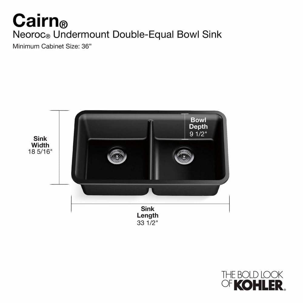 Matte Grey Stone Double-Bowl Undermount Kitchen Sink