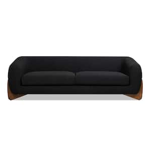 Alpine 90.5 in. Round Arm Modern Minimalist Boucle Fabric Rectangle Sherpa Fabric Living Room Sofa Couch in Ebony Black