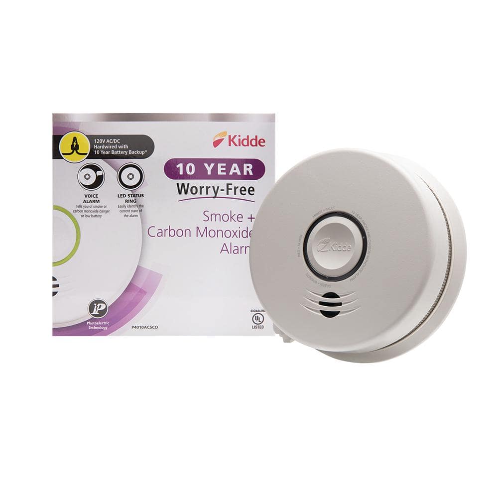 Kidde 10 Year Worry-Free Hardwired Combination Smoke and Carbon Monoxide Detector with Voice Alarm and Ambient Light Ring -  21029893