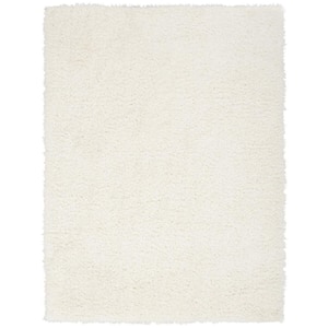 Lush Shag Ivory 8 ft. x 10 ft. Abstract Plush Contemporary Area Rug