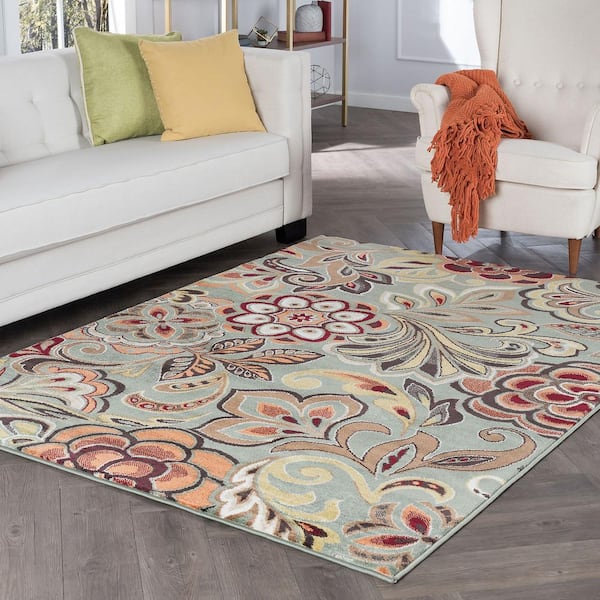 Deco Abstract Seafoam 5 ft. x 8 ft. Indoor Area Rug