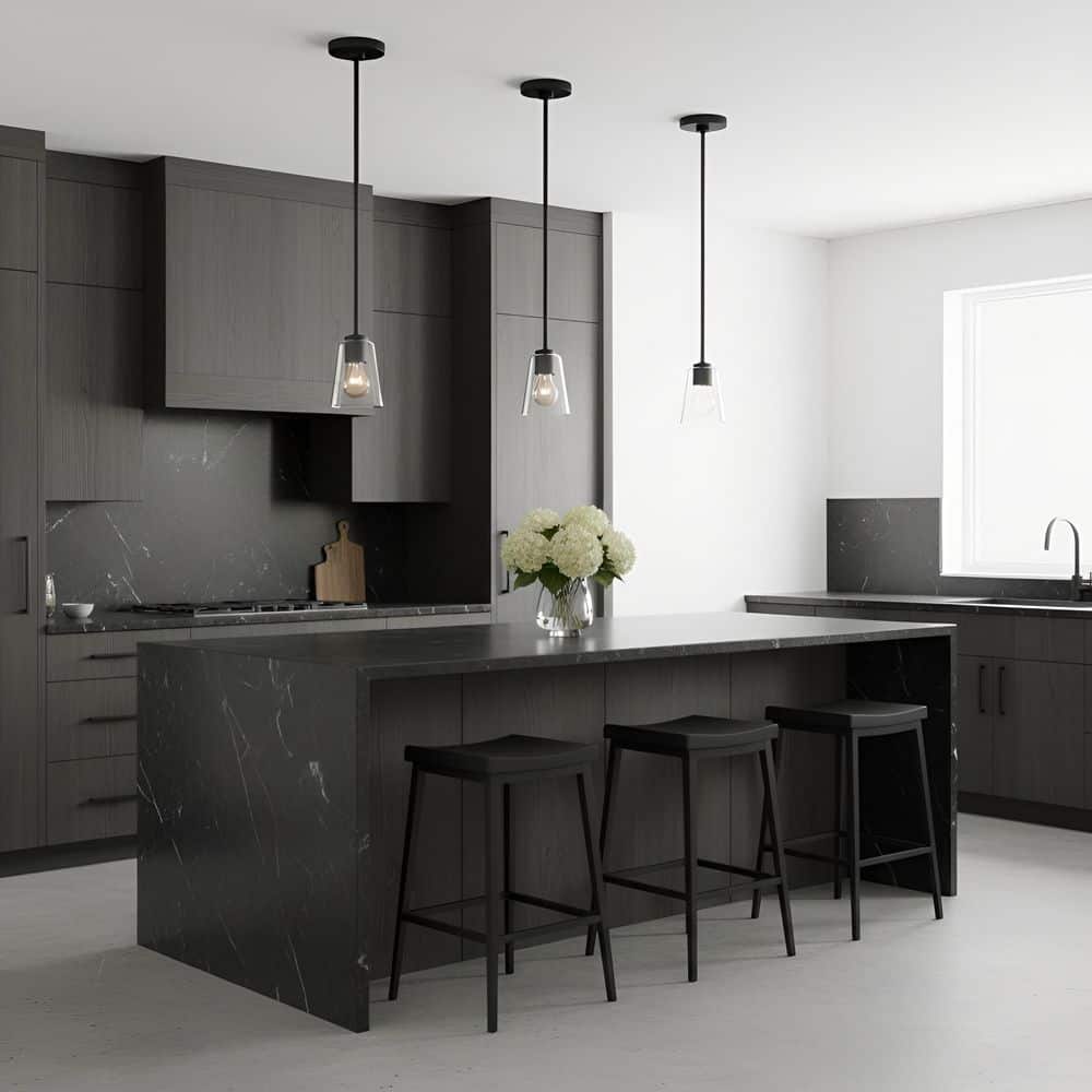 Miles 60-Watt 4.5 in. W x 6.25 in. H 1-Light Midnight Black Dimmable Mini Pendant Light with No Bulb Included price history on PriceWatchPro